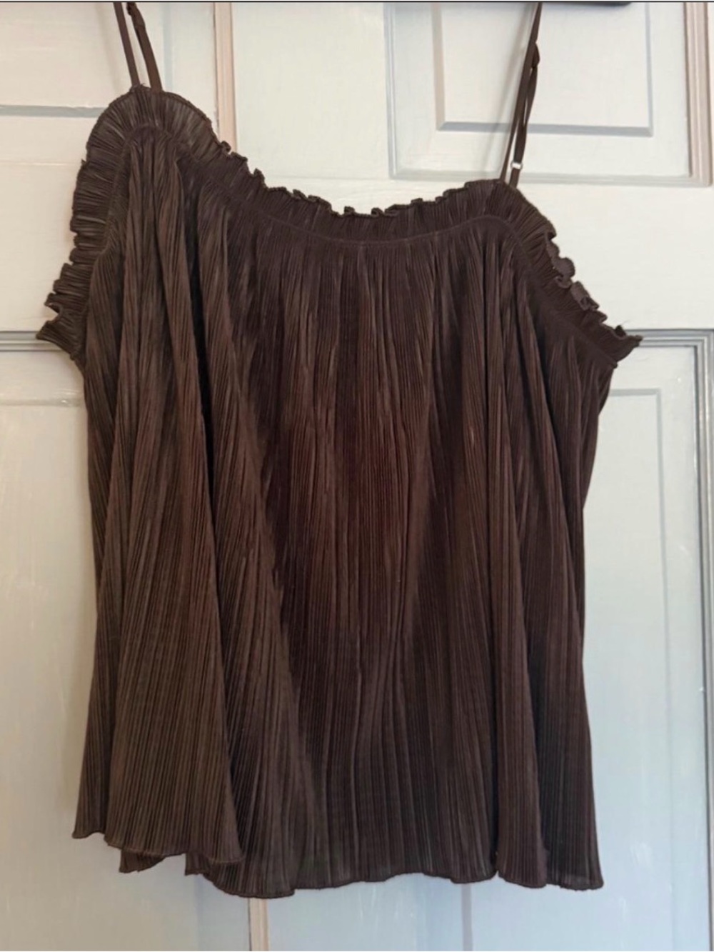 Madewell Brown Pleated Spaghetti-strap Camisole